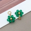 Grüner Kristall Blumenanhänger mit goldenen Metallperlen für DIY Schmuckherstellung - Transparent Grün Gänseblümchen Kristallblume (T1255) / 10x15mm