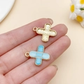 DIY nurse-themed charm with blue enamel medical cross and golden embossed finish - Blue Enamel Medical Cross Band-Aid (SN23078)