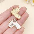 DIY goud en wit emaille infrarood thermometer metalen bedeltjes voor sieraden maken - Witte Infraroodthermometer (23073)