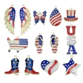 Detailed set of 12 American Independence Day themed enamel charms with patriotic USA designs - KC Gold Enamel Rhinestone Independence Day Set (SN809)