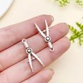 Paar antike silberne Zirkel-Anhänger für DIY-Schmuckherstellung und Bastelprojekte - Zirkel (12161)