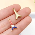 Eiffel Tower alloy pendant with gold finish and blue white red enamel for DIY jewelry - KC Gold Enamel Flag Tower 16x9mm