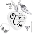 Detail of heart cremation urn necklace with April birthstone and funnel filling kit - April Birthstone