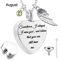 Macro detail of heart urn necklace with August birthstone and funnel kit - August Birthstone