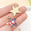 DIY American flag themed star charms with red, white, and blue enamel and gold finish - KC Gold Enamel Flag Star 22x20mm