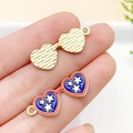 USA flag style heart sunglasses alloy pendants for DIY keychain and jewelry making - KC Gold Enamel Flag Star Glasses 27x10mm