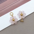 Rosa Kristallblumen-Anhänger mit goldenem Metallkern für die Schmuckherstellung - Transparent Hellrosa Gänseblümchen Kristallblume (T1258)