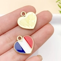 Gold heart-shaped pendant with blue white and red enamel flag pattern diy jewelry part - Large KC Gold Enamel Flag Heart 18x18mm