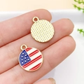 Double-sided USA flag pendant in red, white, blue enamel with golden textured back - KC Gold Enamel Flag Star 18x15mm
