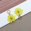 Handgefertigte gelbe Kristallblumenanhänger mit facettierten Perlen für DIY Schmuck - Transparent Gelb Gänseblümchen Kristallblume (T1260) / 10x15mm