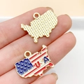 USA flag map shaped alloy pendant charm for DIY jewelry making with red and blue enamel - KC Gold Enamel USA Map 19x25mm