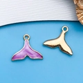 Colgantes de cola de ballena en esmalte púrpura y oro para creación de joyas DIY - 15x17mm / Cola de Sirena Violeta