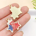 Star-shaped 4th of July alloy pendant with red white and blue enamel for DIY crafts - KC Gold Enamel July 4th Star 23x21mm