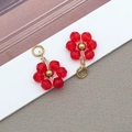 Rote Perlenblume Anhänger mit Golddrahtwickel für DIY Schmuckherstellung und Ketten - Transparent Rot Gänseblümchen Kristallblume (T1261)