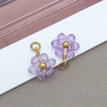 Paar lila facettierte Kristallblumenanhänger mit goldenem Draht für DIY-Schmuck - Transparent Lila Gänseblümchen Kristallblume (T1262)