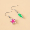 Anime Hunter x Hisoka inspired star and teardrop earrings with silver hooks - Asymmetrical Hook Earrings / Silver