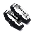 Detail of adjustable couple bracelets with His Queen and Her King crown engraving - His Queen & Her King Classic Style (Couple Bracelet Style 2)