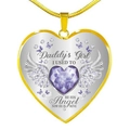 Hartvormige Daddy's Girl ketting met paarse edelsteen en gouden slangenketting - Goud Februari