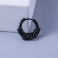 Vintage dragon carved titanium steel hoop earring with black dragon head and small rings - Dragon Pattern Style (Single) / Black