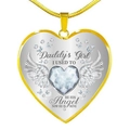 Gouden hartketting met Daddy's Angel vleugel hanger en heldere zirkonia steen - Gold April