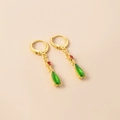 Anime Howl's Moving Castle green teardrop earrings with gold hoops for cosplay jewelry - Ear Buckle