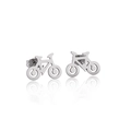 Minimalist stainless steel bicycle stud earrings with sleek cutout design on white background - Bicycle Stud Style Two