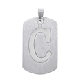 Silberner Militär-Dog-Tag Anhänger mit gebürsteter Textur und hohlem Buchstaben C - Buchstabe B Stil / Silber