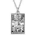 Edelstahl-Tarot-Halskette mit dem Gericht-Karten-Anhänger auf weißem Hintergrund - Das Gericht