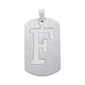 Collier plaque militaire en acier inoxydable brossé avec lettre F stylisée - Style Lettre F / Argent
