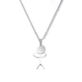 Funny doodle necklace with middle finger stick figure pendant in polished silver steel - Silver