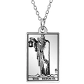Silberner Tarot-Halskettenanhänger aus Edelstahl mit dem Motiv Der Eremit IX für Unisex-Stile - Der Eremit
