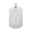 Collier double plaque militaire avec pendentif lettre G en acier inoxydable brossé - Style Lettre G / Argent