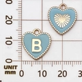 Colgante de corazón en esmalte azul claro con letra B en aleación dorada para DIY - Letra B / Azul lago