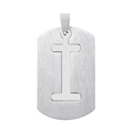 Collier double épaisseur en acier inoxydable avec pendentif plaque militaire et lettre I - Style Lettre I / Argent
