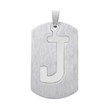 Collier plaque militaire en acier brossé argenté avec pendentif lettre J pour homme - Style Lettre J / Argent