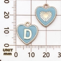 Colgante de corazón azul claro con letra D y borde dorado para creación de joyas - Letra D / Azul lago
