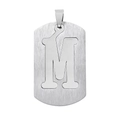 Pendentif plaque militaire en acier inoxydable brossé avec lettre M découpée - Style Lettre M / Argent