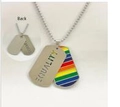 Rainbow flag pendant necklace with stainless steel equality engraved dog tag - EQUALITY Hollow Style