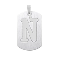 Collier plaque militaire en acier inoxydable argenté brossé avec la lettre N - Style Lettre N / Argent