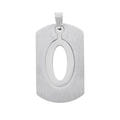 Pendentif en acier inoxydable brossé argenté avec détail ovale évidé tendance - Style Lettre O / Argent