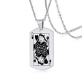 Collier en acier inoxydable argenté avec un pendentif carte à jouer Dame de Cœur - Q de Cœur Argenté