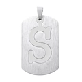 Pendentif plaque militaire en acier brossé argenté avec grande lettre majuscule S - Style Lettre S / Argent