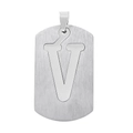 Collier dog tag en acier inoxydable brossé avec un pendentif découpé en lettre V - Style Lettre V / Argent