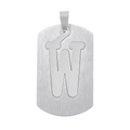Pendentif plaque militaire argentée avec lettre W brossée en acier inoxydable - Style Lettre W / Argent