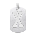 Collier plaque militaire en acier brossé avec pendentif lettre X en argent poli - Style Lettre X / Argent