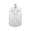 Pendentif plaque militaire en acier inoxydable brossé avec design de lettre Y découpée ajourée - Style Lettre Y / Argent