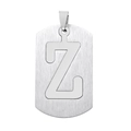 Collier double épaisseur en acier inoxydable avec pendentif rectangulaire à lettre Z - Style Lettre Z / Argent