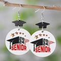 Acrylic graduation cap earrings with 2024 Senior design on hanging white charms - 2024 Senior Style