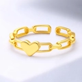 Verstellbarer goldener Herz-Kettenring aus Edelstahl mit minimalistischem Design - Gold