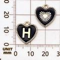 Zwarte hartvormige legering hanger met gouden letter H voor DIY sieraden maken - Letter H / Zwart